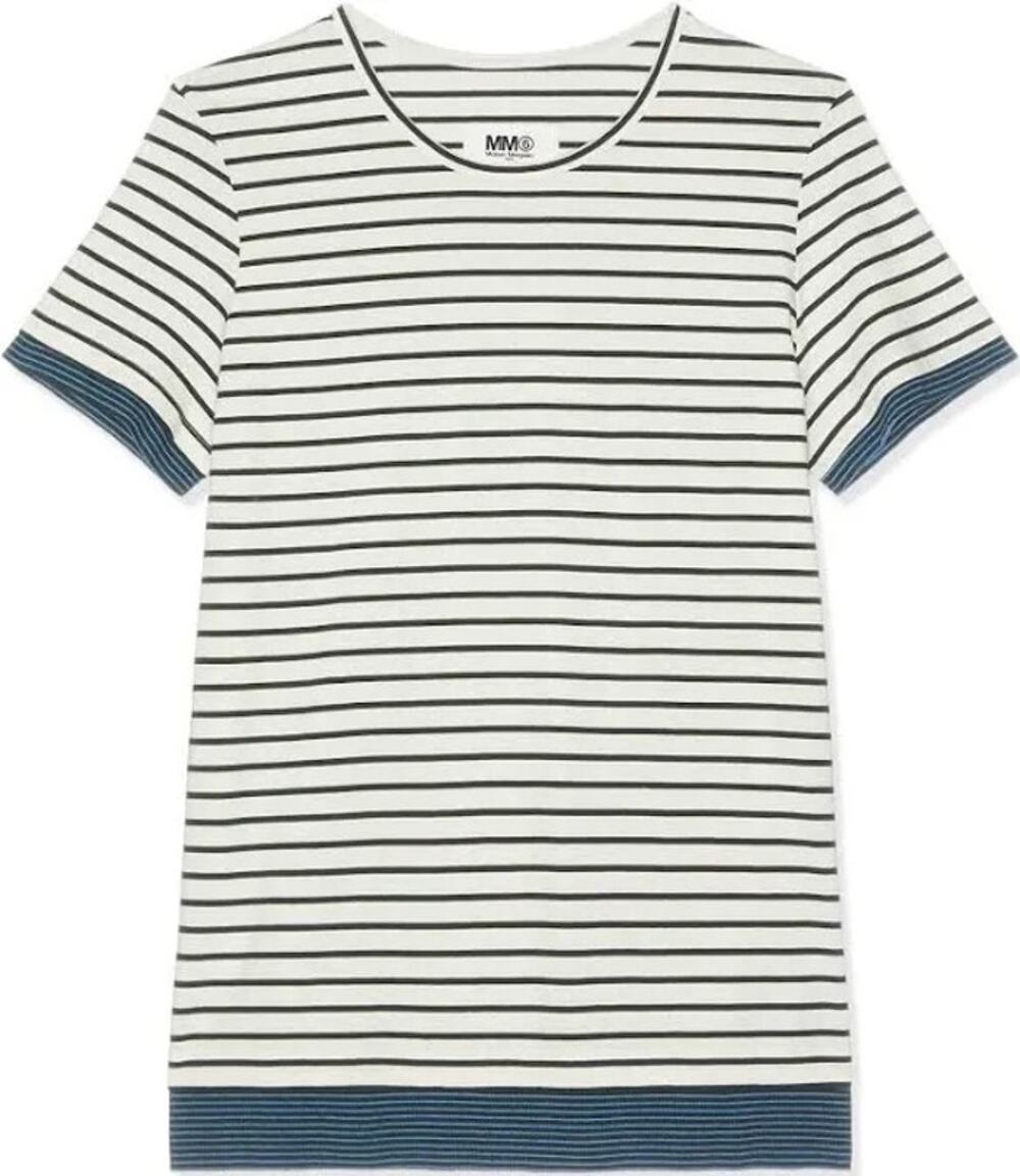 MM6 Maison Margiela Off-White Splice T-Shirt, Size L